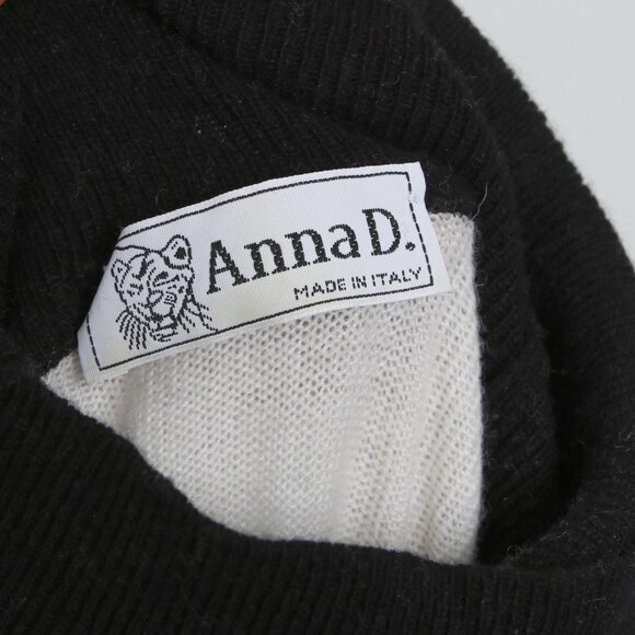 Vintage Anna D. Cashmere Wool Sweater Argyle Turtleneck Pullover Diamond Cream - Picture 4 of 10